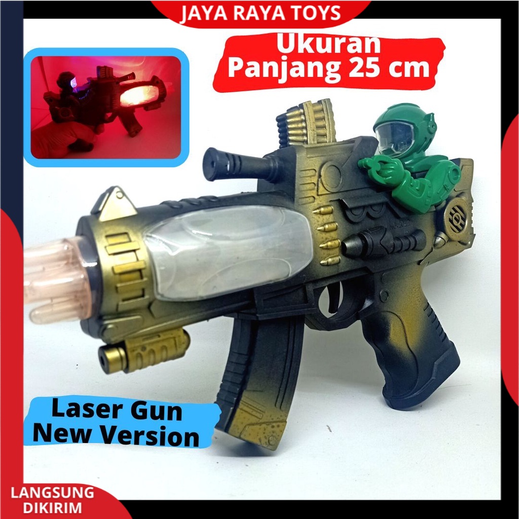 Mainan Anak Pistol Tembakan Laser Baterai LED / Mainan Tembak Nyala Lampu Dan Musik Terbaru