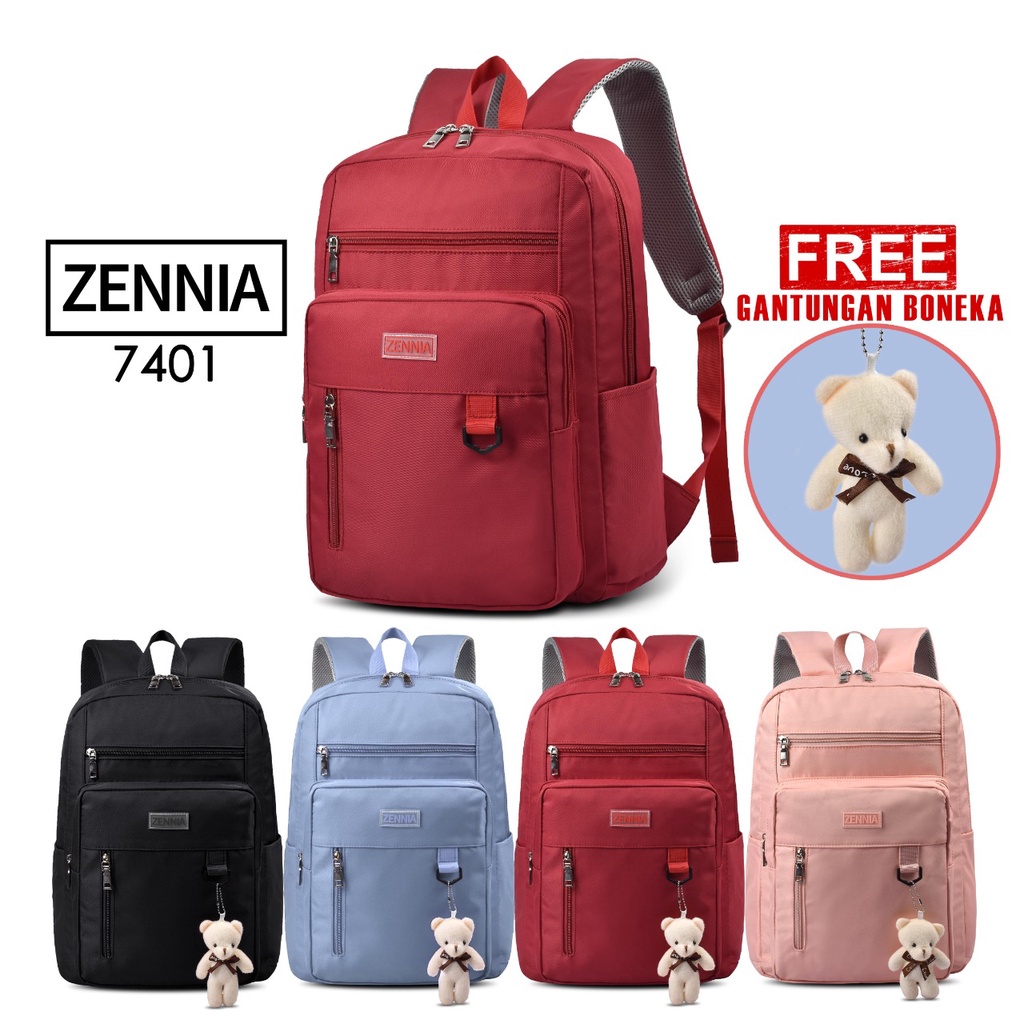 Tas Ransel Wanita Zennia 7401 Backpack Sekolah Kuliah Tas Fashion Travelling