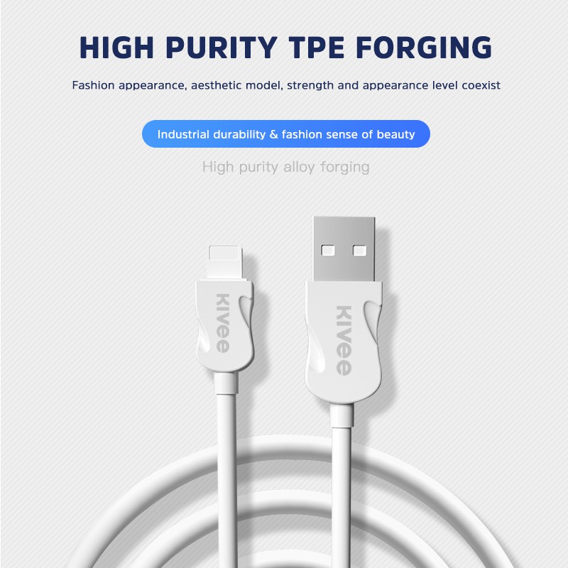 Kivee Kabel Data Android Type-C USB Fast Charging Samsung Xiaomi Oppo Vivo White 2.1A