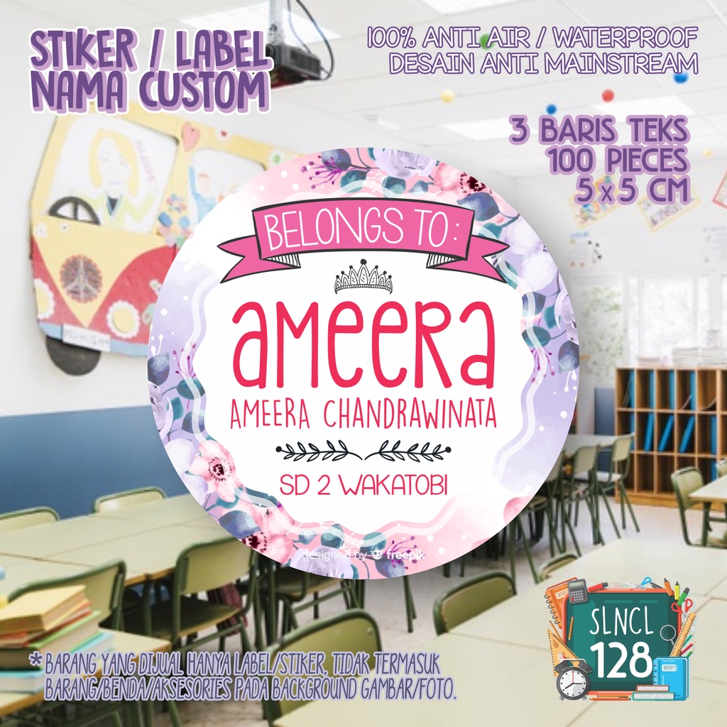 

stiker nama label anak perempuan dan laki laki murah waterproof custom SLNCL 128