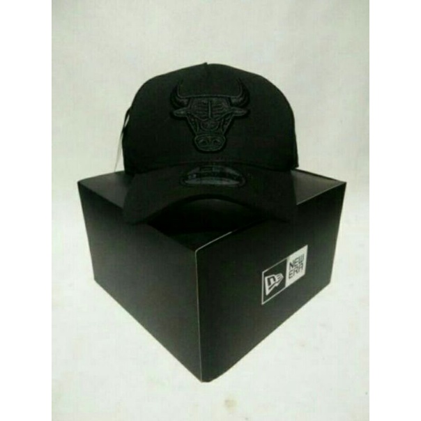 Bulls Hitam / Bahan Hitam / Topi Premium / 9Forty A-Frame