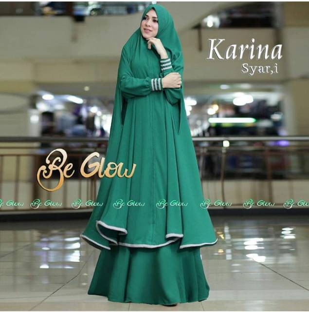 TOTOTAshop.KARINA SYARI'I maxi tgn pjg busui,pinggang blkng karet+Bergo