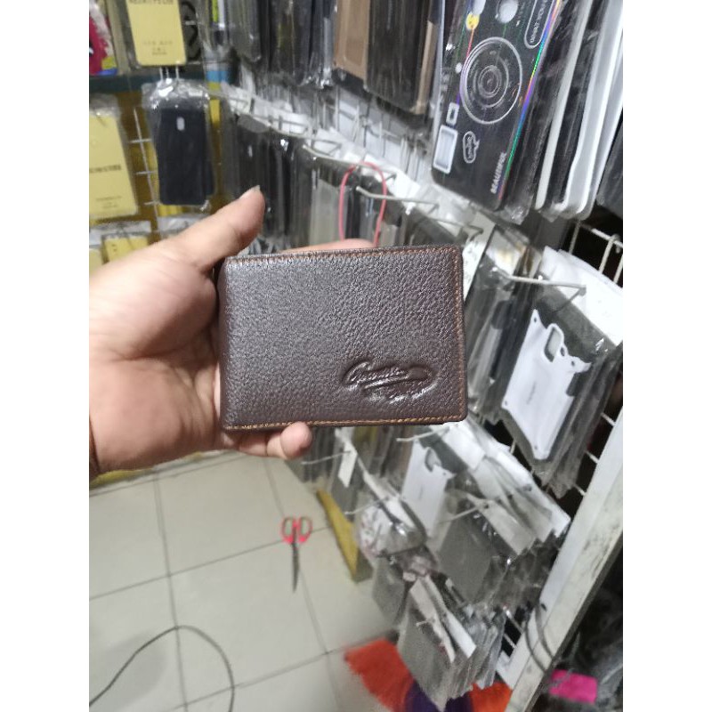 {COD} Dompet Kulit Pria Asli  Cokelat Model Kecil Mini Slim Wallet 100% Kulit Asli Garut