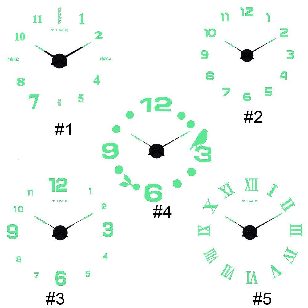 Top Wall Clock DIY Sederhana 3D Luminous Akrilik Jam Stiker Dinding