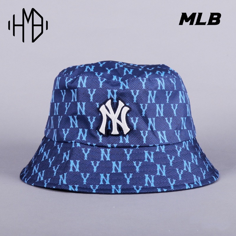 MLB Korea NY Yankees Monogram Classic Reversible Bucket Hat Blue