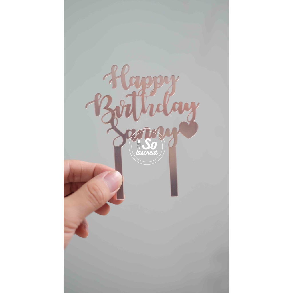 Cake Topper - Gold Mirror (BISA CUSTOM) - Rose Gold Ready