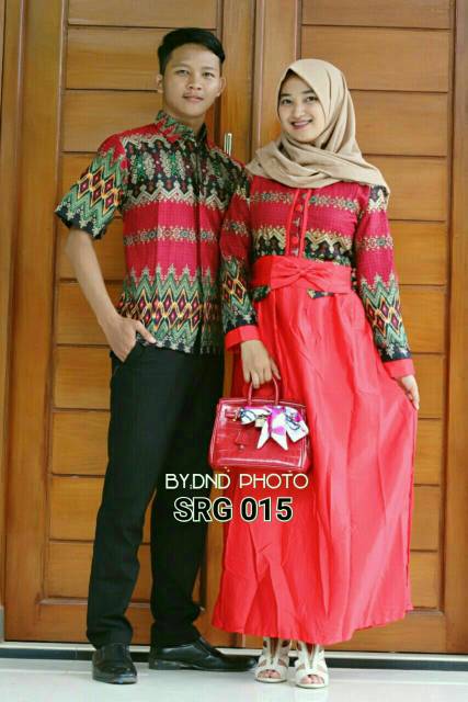 Sarimbit Batik Anggun Couple Sania Mawar ruffle - Warna Ungu, Tosca, pink, Biru, Kuning - M - L -XL