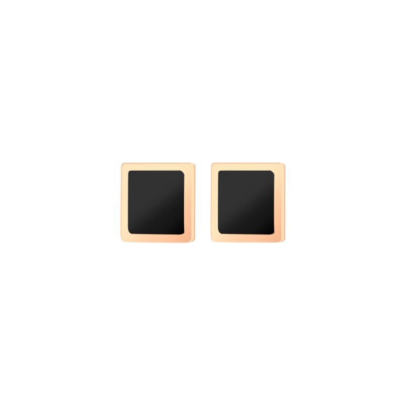 Anting Titanium Kotak Black Square Wanita Korea Rosegold