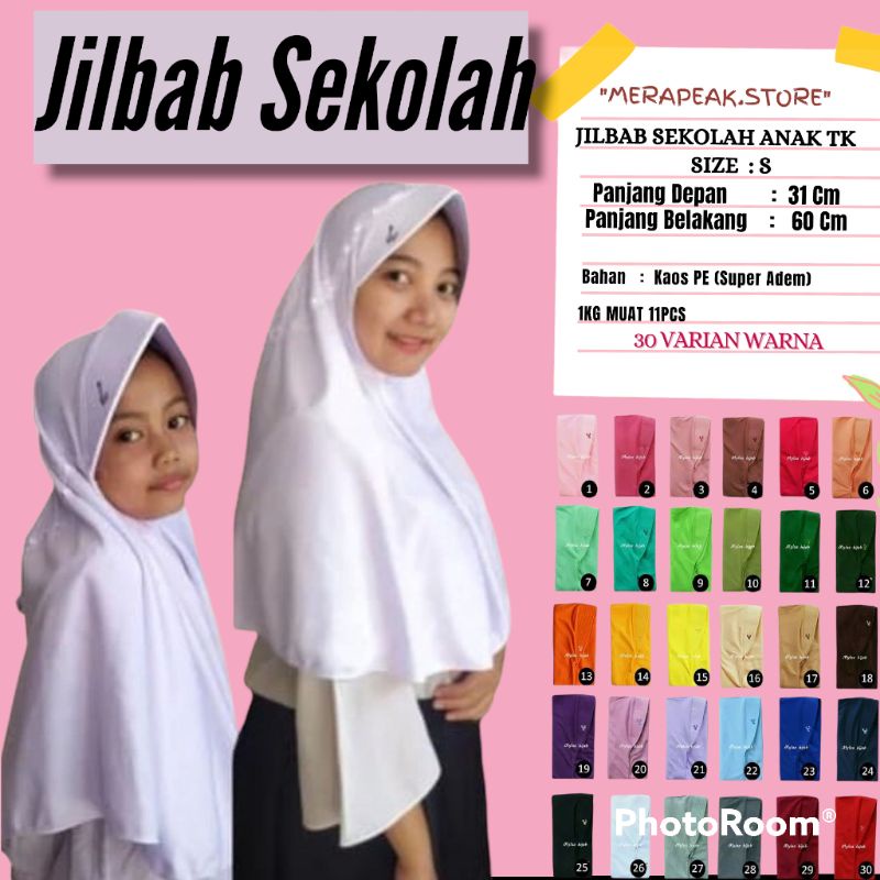 JILBAB RABANI KW / JILBAB KERUDUNG ANAK SEKOLAH TK SD SMP SMA BAHAN KAOS