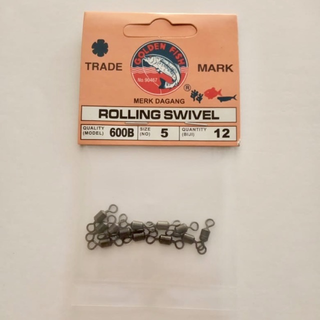 Rolling Swivel Kili Kili Pancing 600B Size 5 Golden Fish