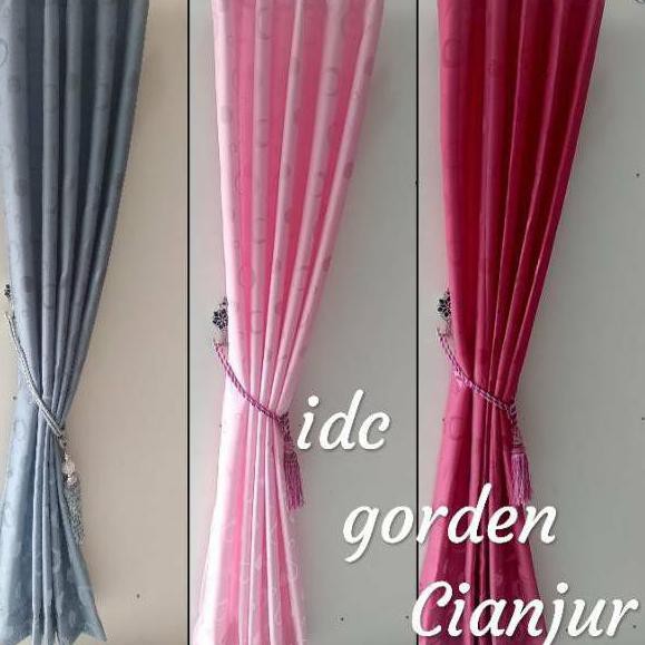 Bagus Dipakai.. Gorden Jendela Pintu Motif Polkadot Abu Kuning Coklat Hijau Merah Fanta Dan Pink Uku
