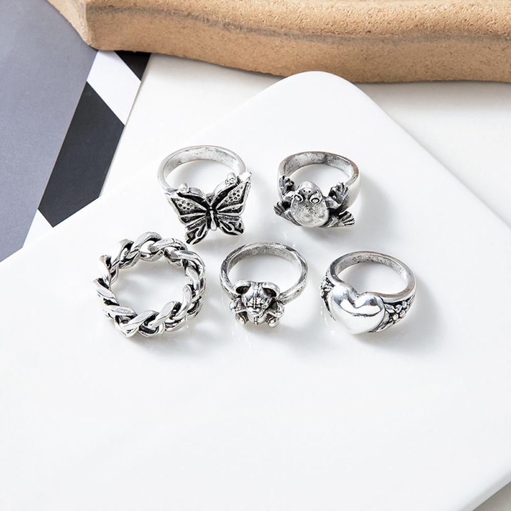 Needway   Wanita Cincin Set Pesta Untuk Pria Jantung Kupu-Kupu Kodok Temperamen Sederhana Ekor Rings