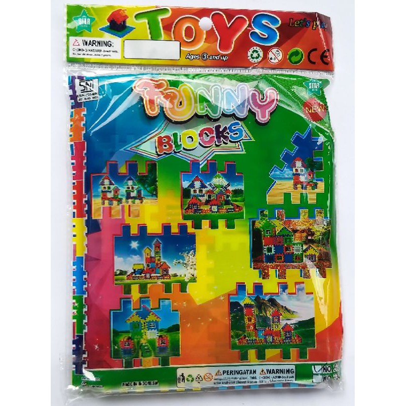 Funny Blocks / Building Block Balok Rumah Rumahan Edukasi Anak Mainan Murah