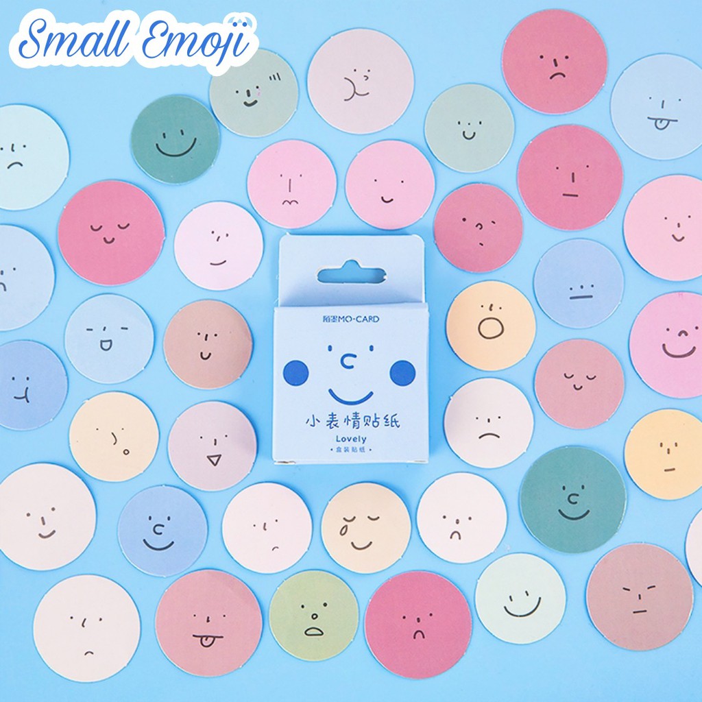 45pcs Aesthetic Stiker Box Lucu Murah Dekorasi Hias Diary/Journal/Scrapbook/DIY-Small Emoji
