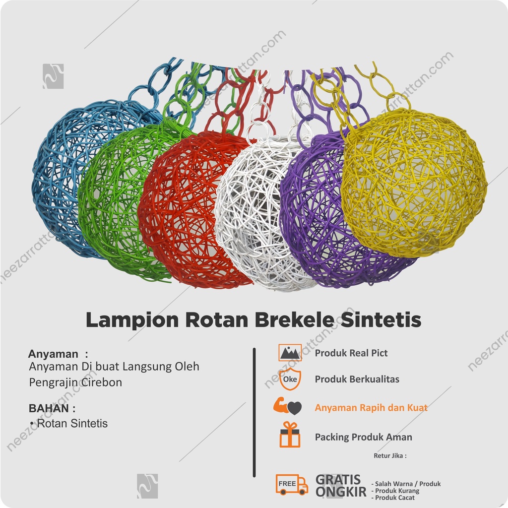 Lampion Rotan Warna, Lampu Hias Gantung kamar Taman Restoran unik