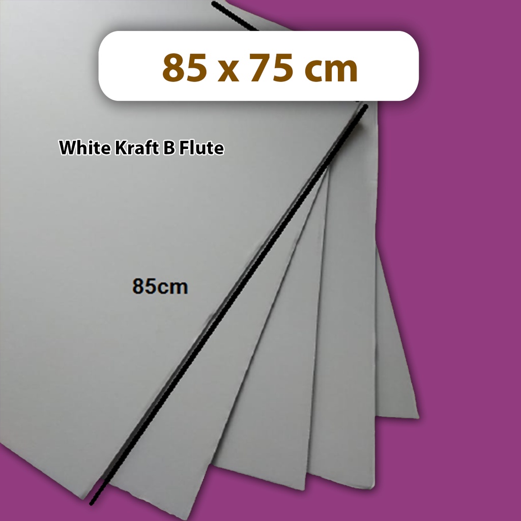 

{ISI 5 pcs} Lembaran Kardus Dus Box Packing Whitekraft Bflute 85x75cm POLOS BARU