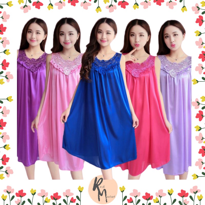 Rm 377 Cod Baju Piyama Dress Baju Tidur Dress Babydoll Bahan Satin Sutra Baju Tidur Wanita Shopee Indonesia