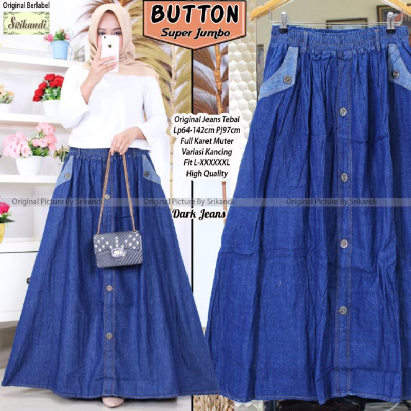 Button super jumbo / Rok jeans / Rok jumbo / jeans skirt / bawahan