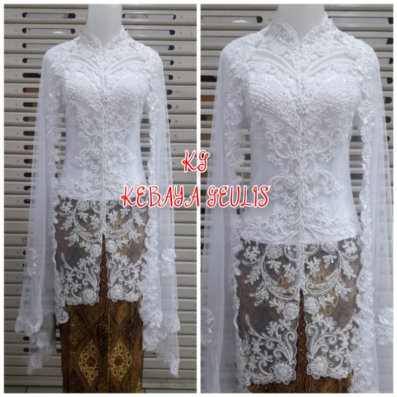 SET KEBAYA AKAD NIKAH  TUNIK MODERN PUTIH