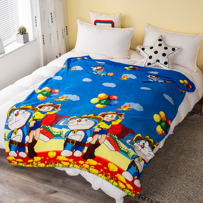 COD - HK - Selimut Karakter Bulu Halus Jumbo 150x200cm - Selimut Jumbo Doraemon Import-Doraemon Nobita