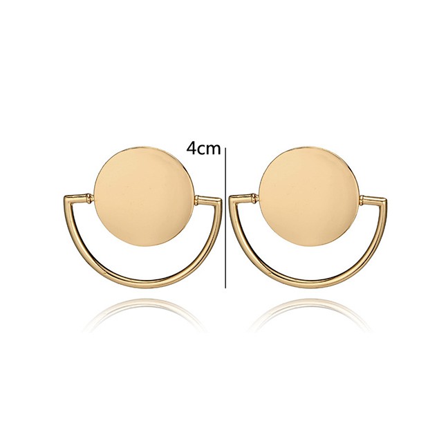 LRC Anting Tusuk Fashion Gold Color Semicircle Shape Design Pure Color Earrings E93631