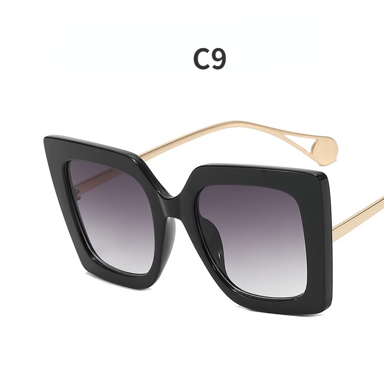 (San9) Kacamata Hitam frame Kotak Besar Hias Mutiara Imitasi Gaya Eropa / Amerika Untuk Wanita 2022-C9