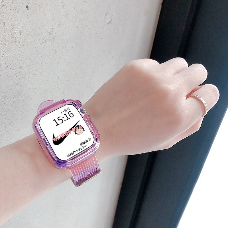 Transparent Glacier strap For Series 2/3/4/5/6/7/8 SE I 38mm 40mm 42mm 44mm 45mm Smart Watch Transparan Tali jam