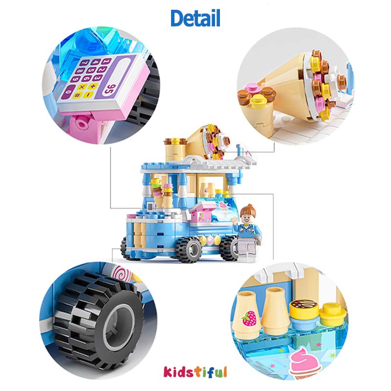 Mainan Bricks Edukasi Anak City DIY 3D Dessert Cart 8 Koleksi Gaya Mainan Anak Perempuan