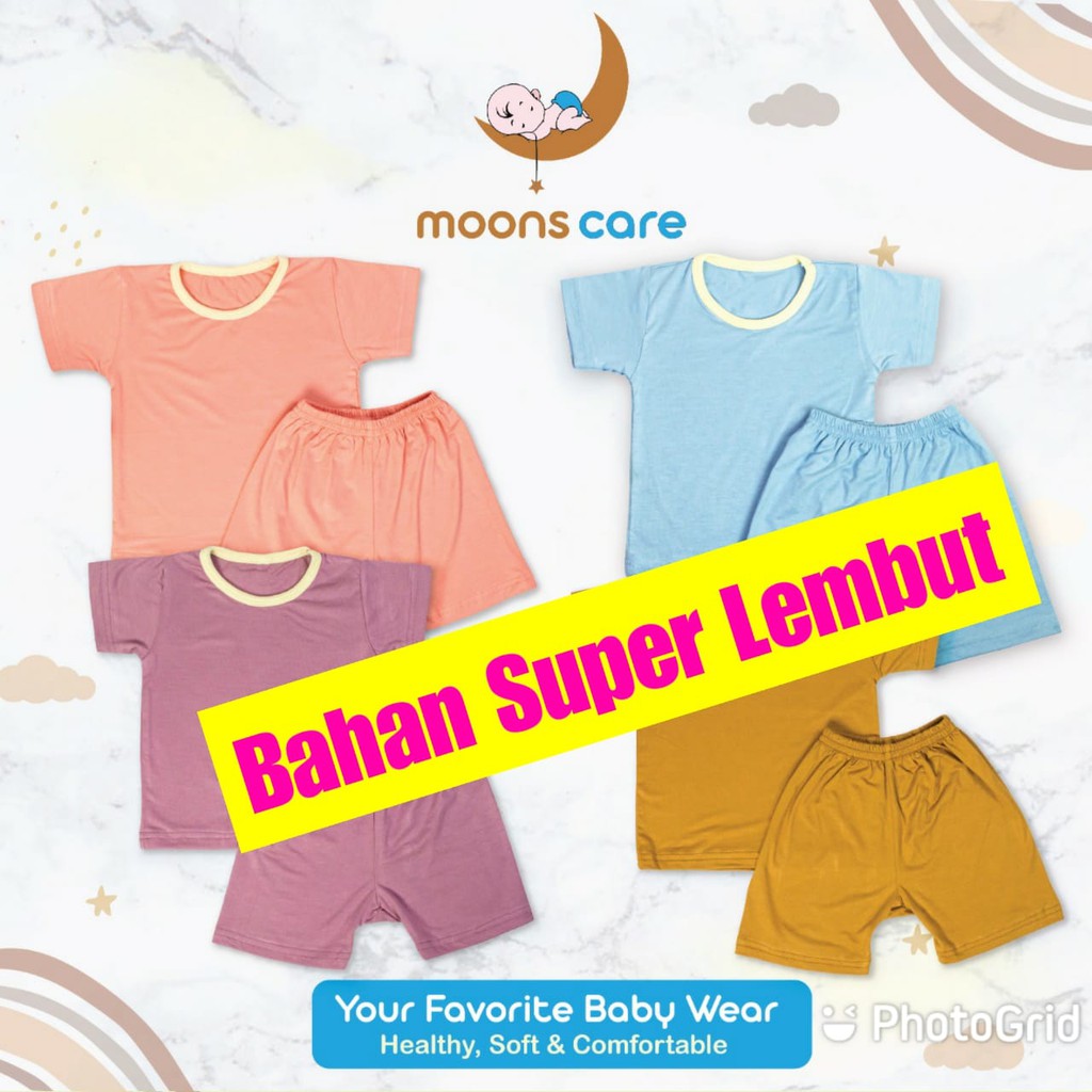 SML MOONS STELAN OBLONG PENDEK POLOS MOONS stelan baju pendek stelan oblong Baju bayi Lucu Stelan ba