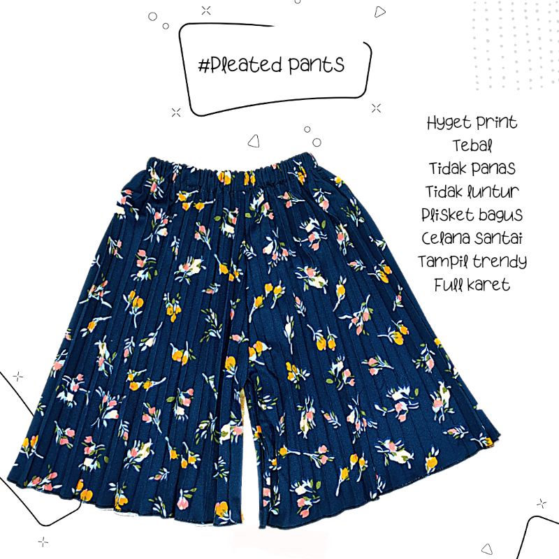 Celana Plisket PENDEK Motif anak 1-12 tahun Pleated Hot Pants