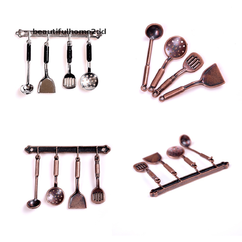 (beautifulhome2.id) 5pcs / Set Mainan Miniatur Peralatan Masak Skala 1: 12 Bahan Metal Untuk Rumah Boneka