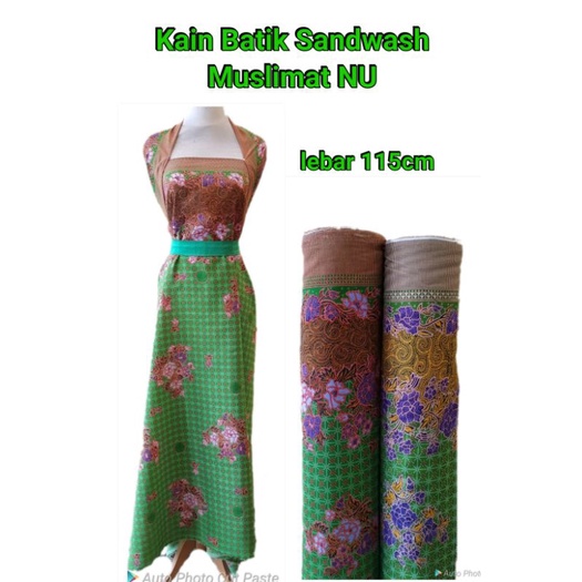Bahan Kain Batik Sandwash halus motif Muslimat NU / batik senwos sanwos lembut murah meteran