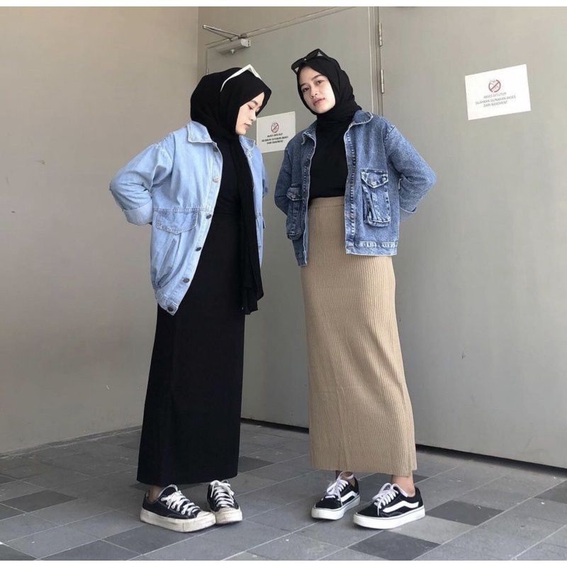 ROK SPAN PANJANG RIB/ROK SPAN RAJUT RIB KNITTED