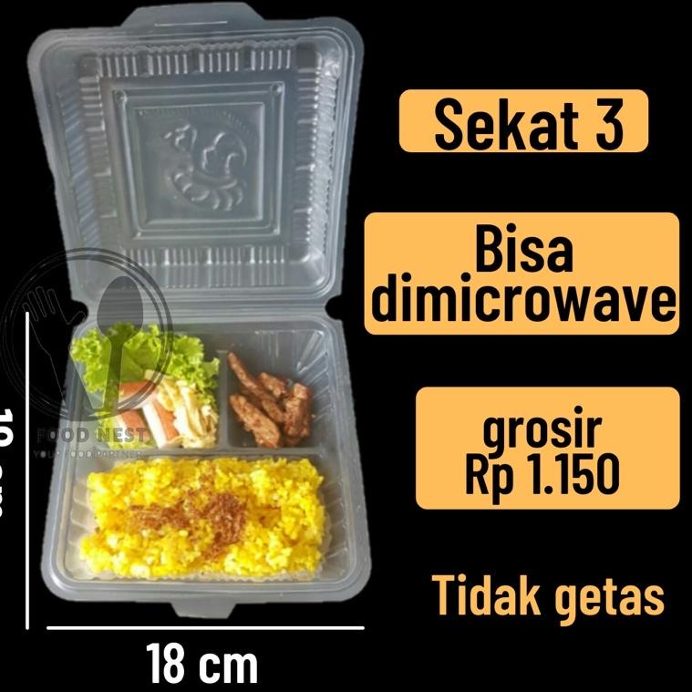 Murah /
QnA BENTO PLASTIK MICROWAVE MIKA SEKAT 3 KOTAK NASI SEKAT MEAL BOX LUNCH BOX CATERING bukan 