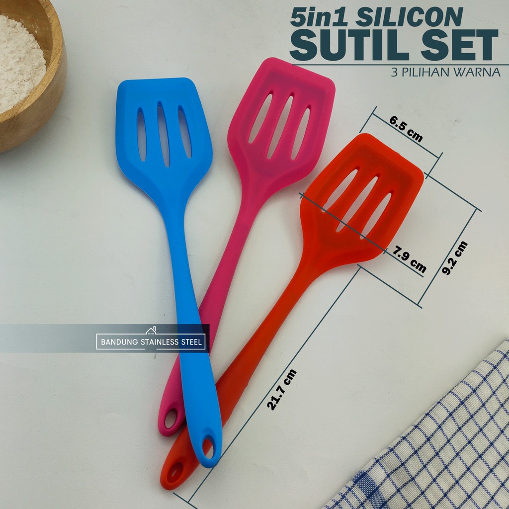 silikon set 5 pcs Kitchen Silicone Pastry 5in1 spatula kuas baking utensil alat masak