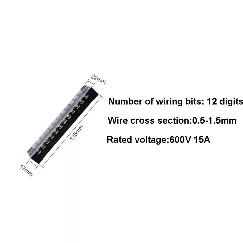 Terminal Block TB-1512 600V 15A 12pin