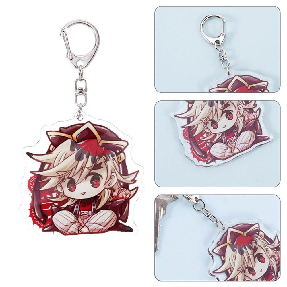 QUINTON Gantungan Kunci Demon Slayer Kreatif Model Patung Akrilik Kimetsu No Yaiba Miniatur Kyoujurou Key Ring