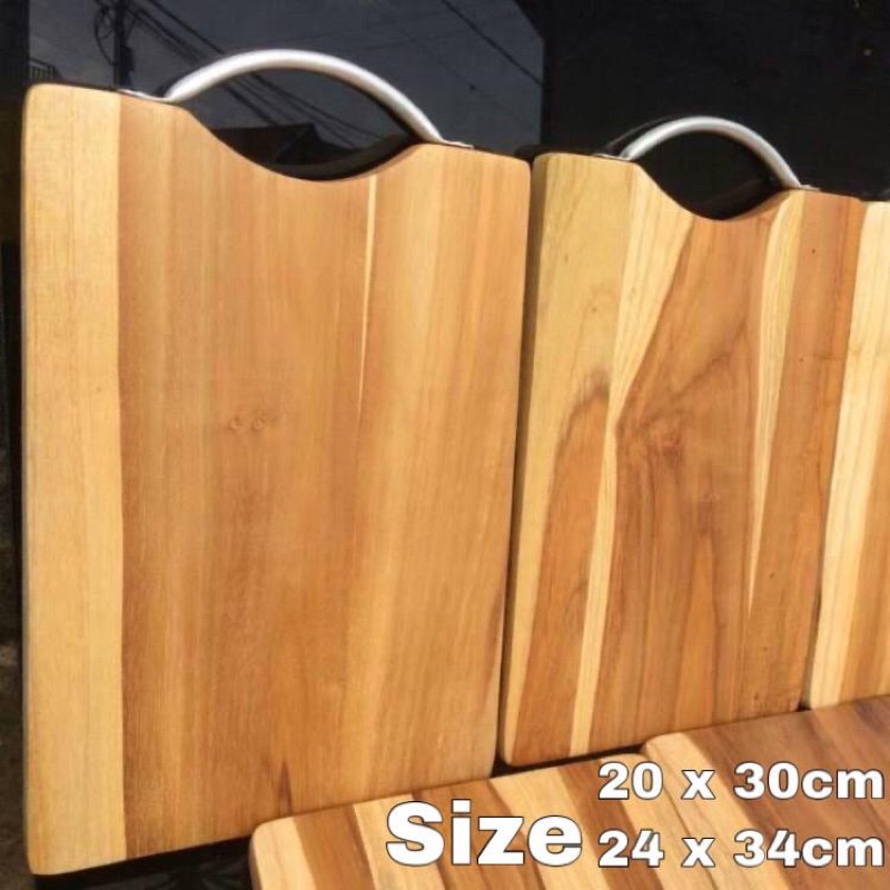 Talenan Kayu 30X20 Jati Gagang Aluminium Wooden Cutting Board Kayu Jati 30 x 20