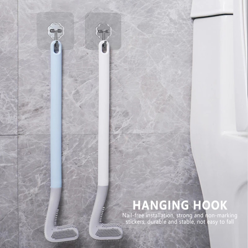 [Featured] Silicone Long Handle Golf Shaped Bendable Head Toilet Brush With Brush Holder