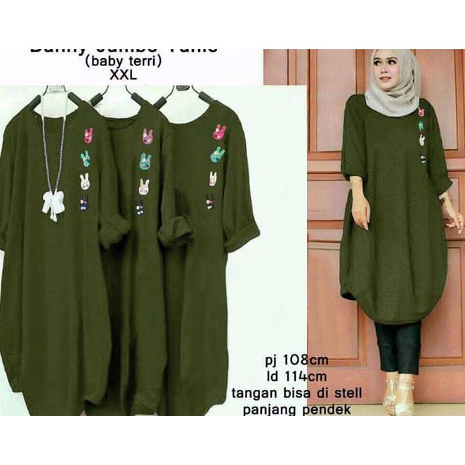 Bunny Jumbo Tunik Army, Stellashoppie - Biru Muda /Fashion Muslim