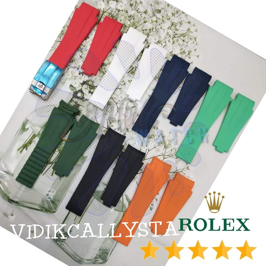 Strap Tali Rubber Rolex Daytona Oyster Deployment Clasp Watch 20mm 20 mm