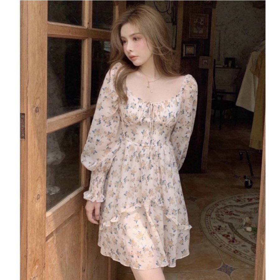 U-NECK MINI DRESS CHIFFON PREMIUM KOREAN LOOK ALL SIZE BEST SELLER