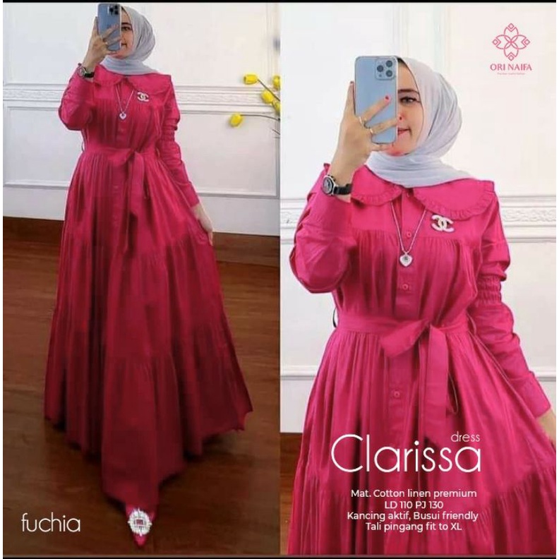 Gamis Long Dres Polos Linen Clarissa Dres By Ori Naifa