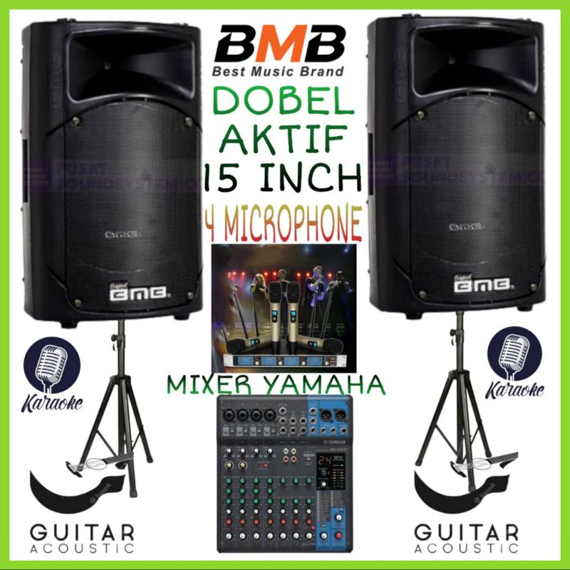 Paket Karaoke BMB 15 INCH Mixer Yamaha 10 Chn 4 Microphone Wireless