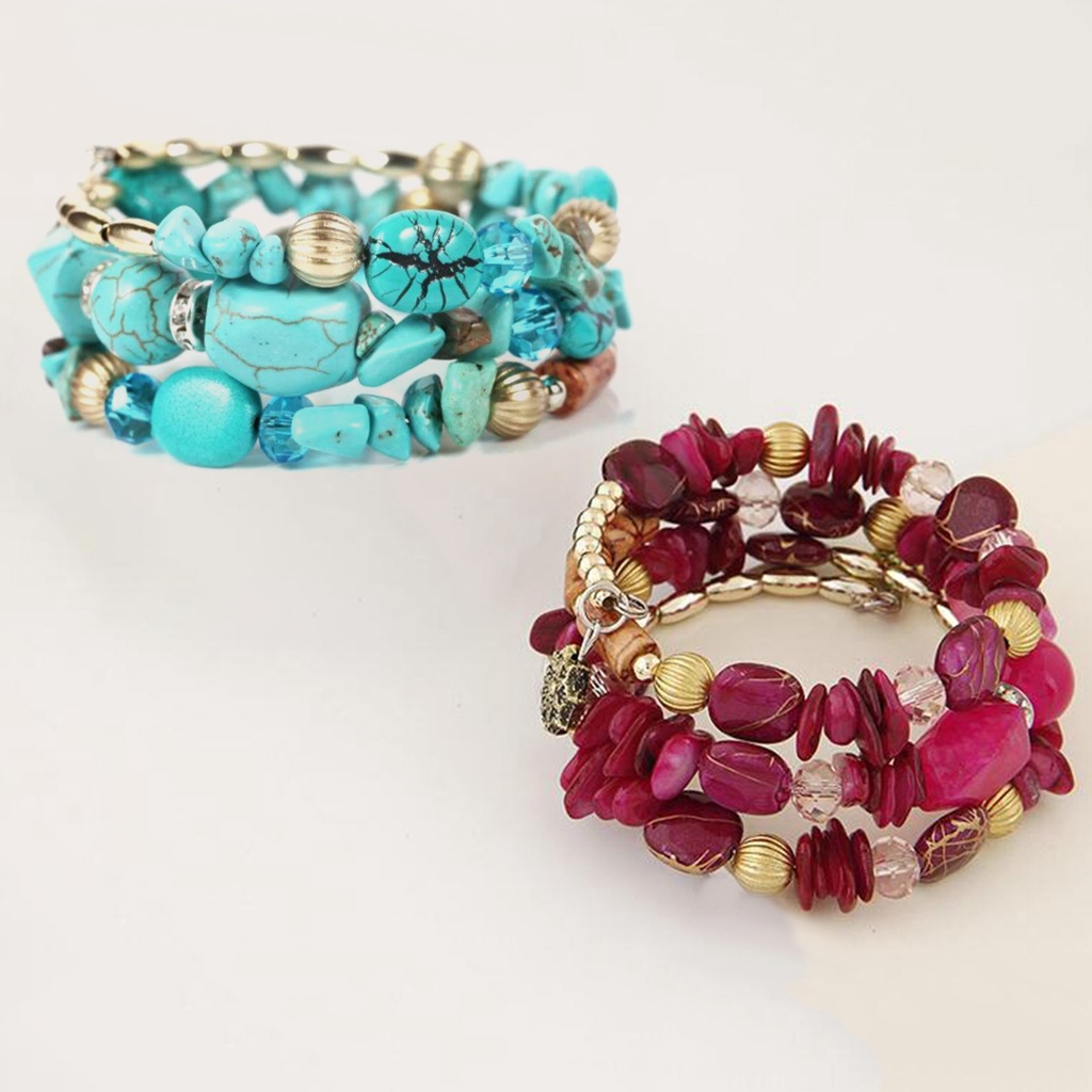 Hu Hu Hu Hu Hu Alat Bantu Pasang Kacamata♡ Gelang Tangan Manikmanik Kaca Multi Layer Gaya Etnik Bohemian Untuk Wanita