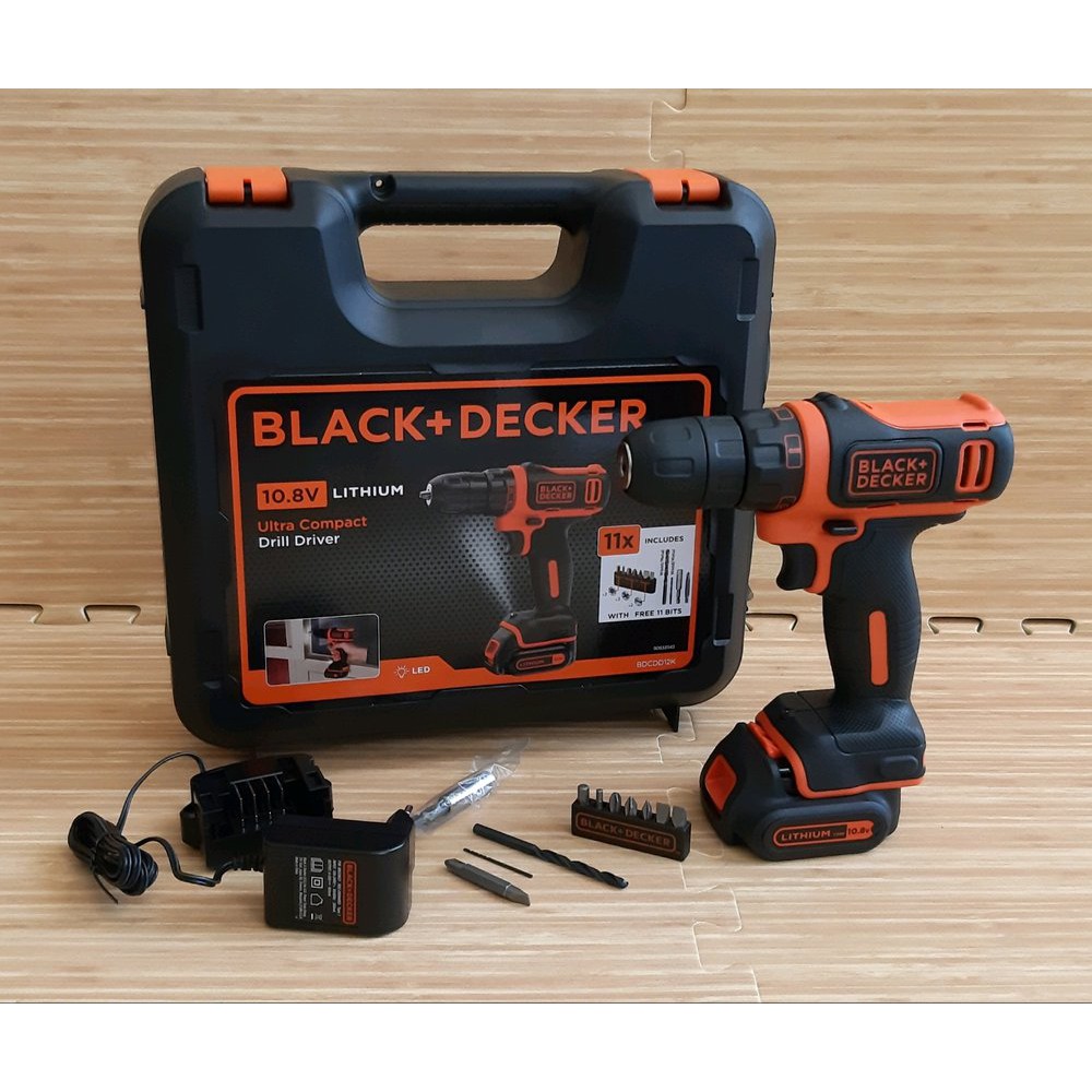 Bor Baterai Cordless Ultra Compact Drill Driver Black Decker Set BDCDD12K Murah