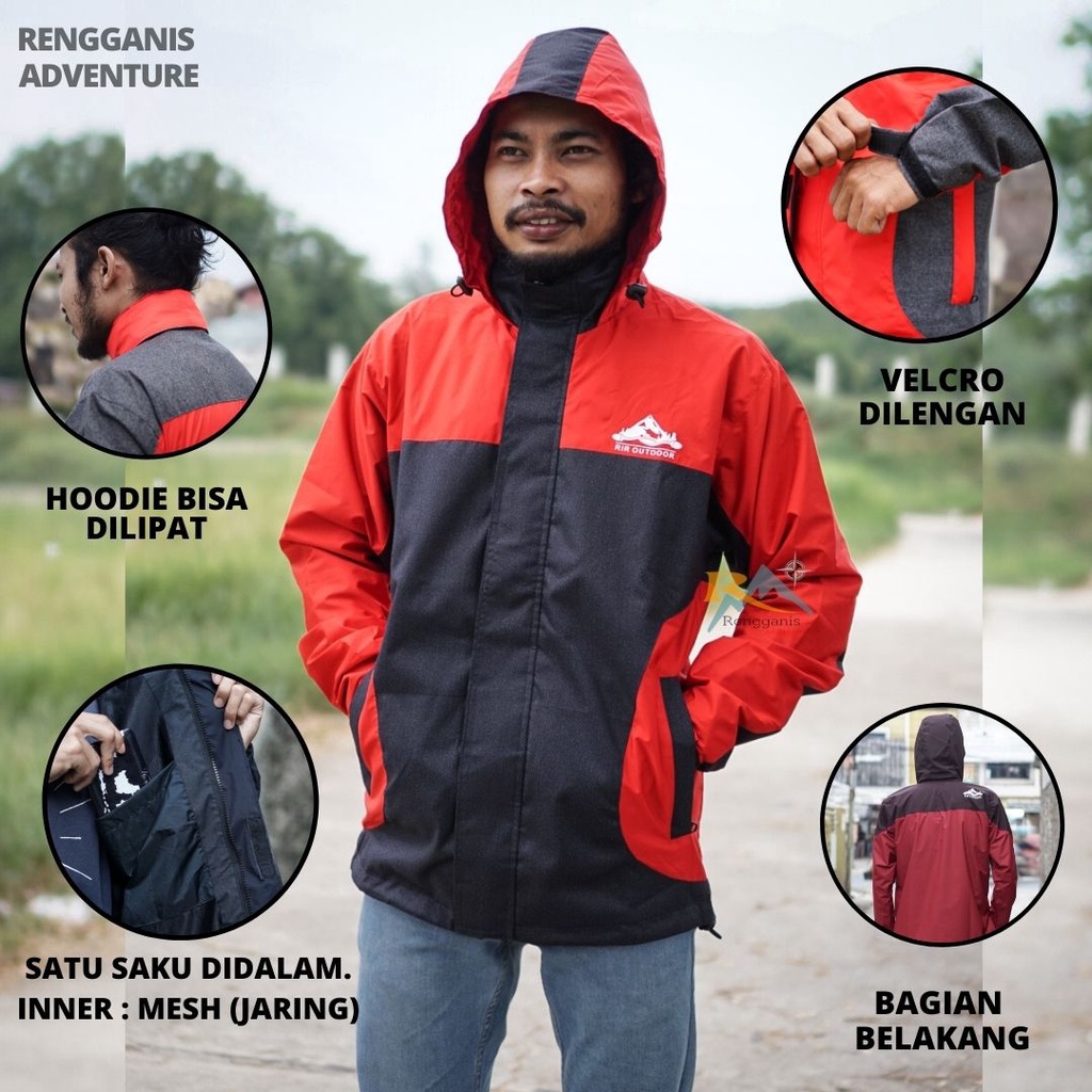 Jaket Gunung WATERPROOF RIR OUTDOOR Inner Mesh Jacket Hiking Outdoor