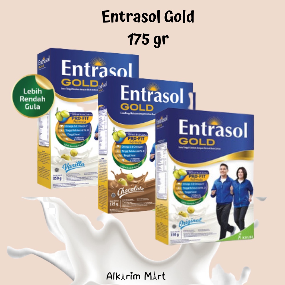 

ENTRASOL GOLD - 175 GR - Susu Tinggi Kalsium untuk Lansia - Vanila / Coklat / Original