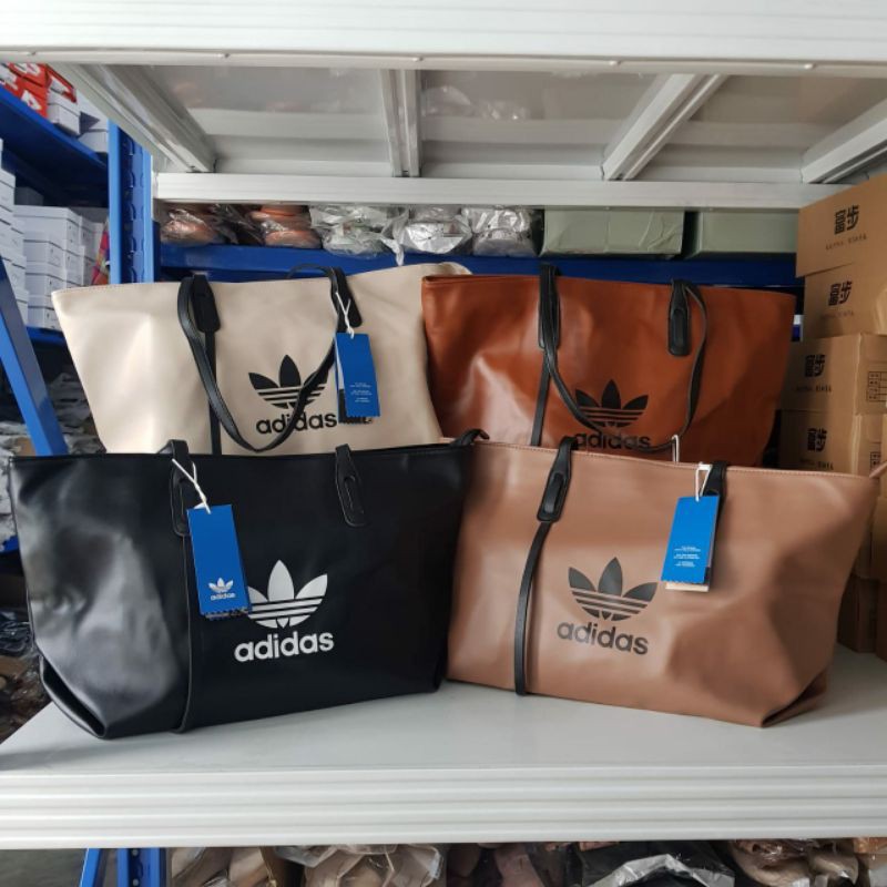 Retro Adidas Leather Shoulder Tote Bag