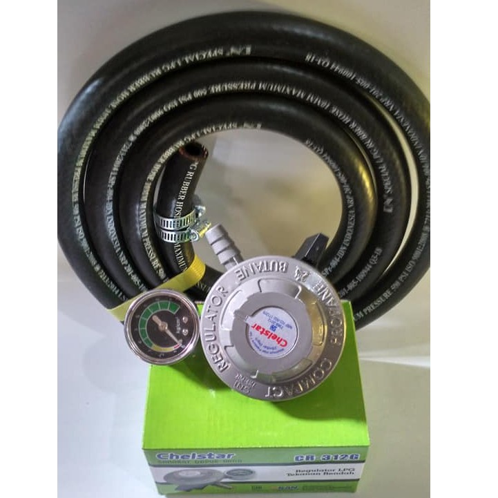 Regulator Chelstar CR 317 G Selang Gas LPG 500 PSI Untuk tabung LPG dan Bright